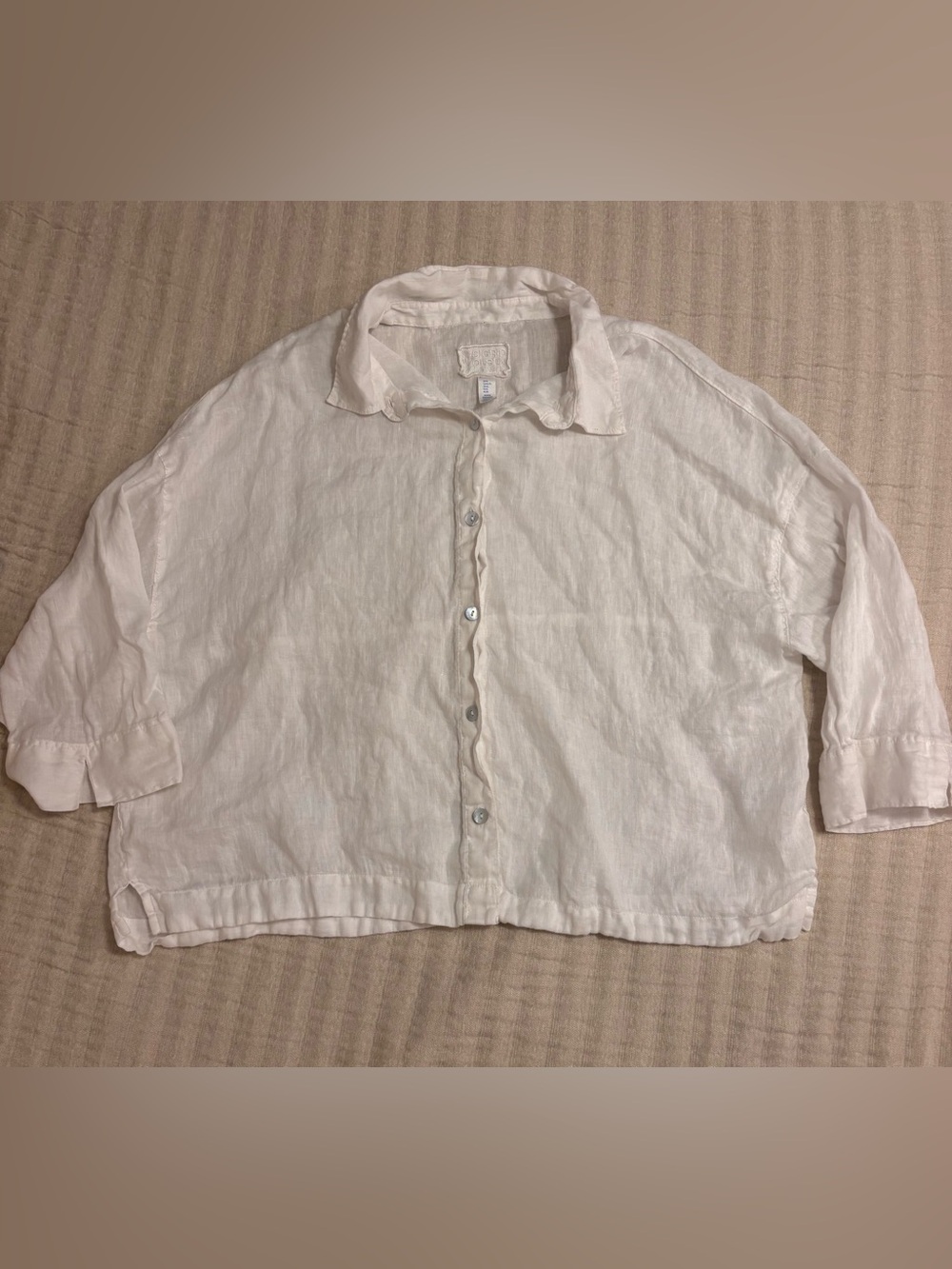 Sigrid Olsen Cream Button-Down Linen Shirt- XL